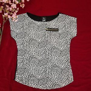 Black and white Hearts blouse mixed media